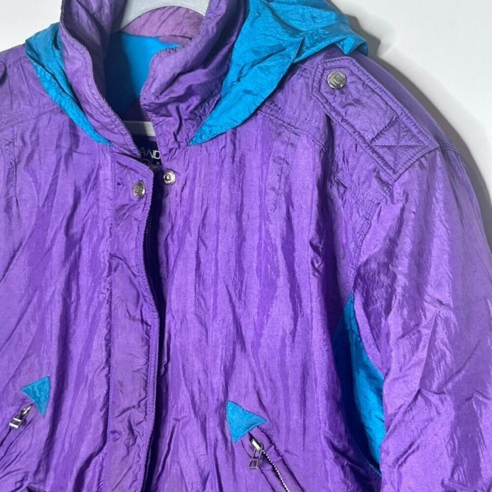 Vintage Andy Johns Puffy Purple Nylon Jacket Womens L 80s Retro Kidcore Bright - Picture 10 of 14